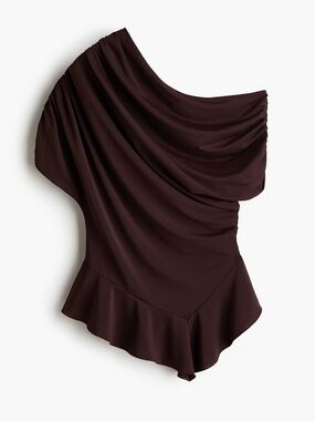 H&M NWT brown asymmetrical stretchy top